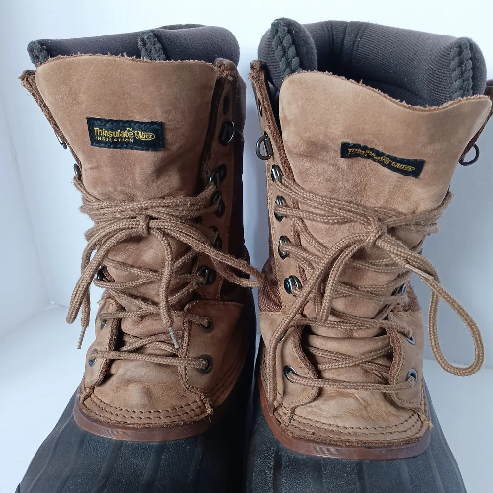 🖤 LaCrosse Leather Winter Rubber Duck Boots Thinsulate Mens 12 Brown Lined Snow